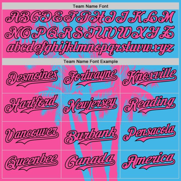 Custom Sky Blue Pink-Black Hawaii Palm Trees Tropical Coconut Authentic Baseball Jersey