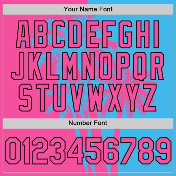 Custom Sky Blue Pink-Black Hawaii Palm Trees Tropical Coconut Authentic Baseball Jersey