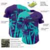 Custom Purple Aqua-Black Hawaii Palm Trees Tropical Coconut Authentic Baseball Jersey