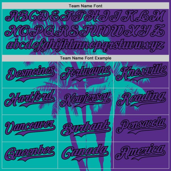 Custom Purple Aqua-Black Hawaii Palm Trees Tropical Coconut Authentic Baseball Jersey