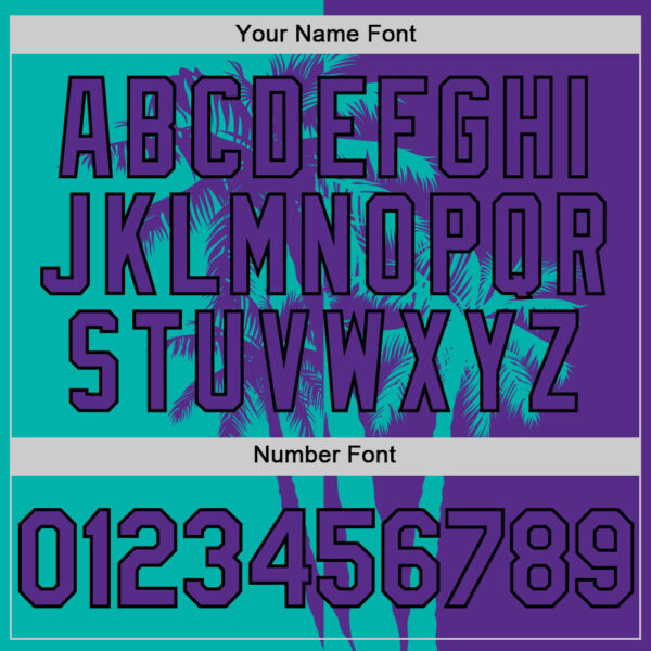 Custom Purple Aqua-Black Hawaii Palm Trees Tropical Coconut Authentic Baseball Jersey