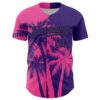 Custom Purple Pink-Black Hawaii Palm Trees Tropical Coconut Authentic Baseball Jersey