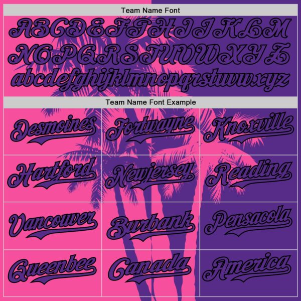 Custom Purple Pink-Black Hawaii Palm Trees Tropical Coconut Authentic Baseball Jersey