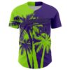 Custom Purple Neon Green-Black Hawaii Palm Trees Tropical Coconut Authentic Baseball Jersey