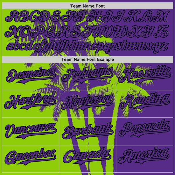 Custom Purple Neon Green-Black Hawaii Palm Trees Tropical Coconut Authentic Baseball Jersey