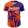 Custom Purple Orange-White Hawaii Palm Trees Tropical Coconut Authentic Baseball Jersey