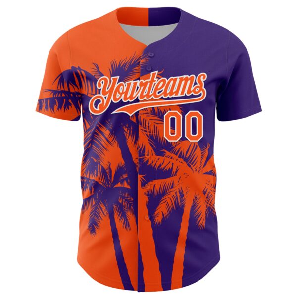 Custom Purple Orange-White Hawaii Palm Trees Tropical Coconut Authentic Baseball Jersey