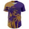 Custom Purple Old Gold-Black Hawaii Palm Trees Tropical Coconut Authentic Baseball Jersey