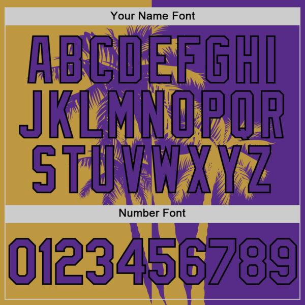 Custom Purple Old Gold-Black Hawaii Palm Trees Tropical Coconut Authentic Baseball Jersey