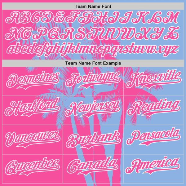 Custom Light Blue Pink-White Hawaii Palm Trees Tropical Coconut Authentic Baseball Jersey