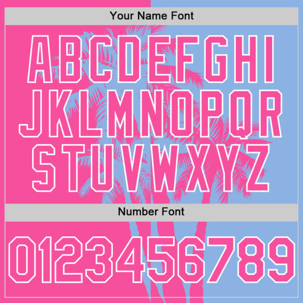 Custom Light Blue Pink-White Hawaii Palm Trees Tropical Coconut Authentic Baseball Jersey