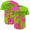 Custom Neon Green Pink-Black Hawaii Palm Trees Tropical Coconut Authentic Baseball Jersey