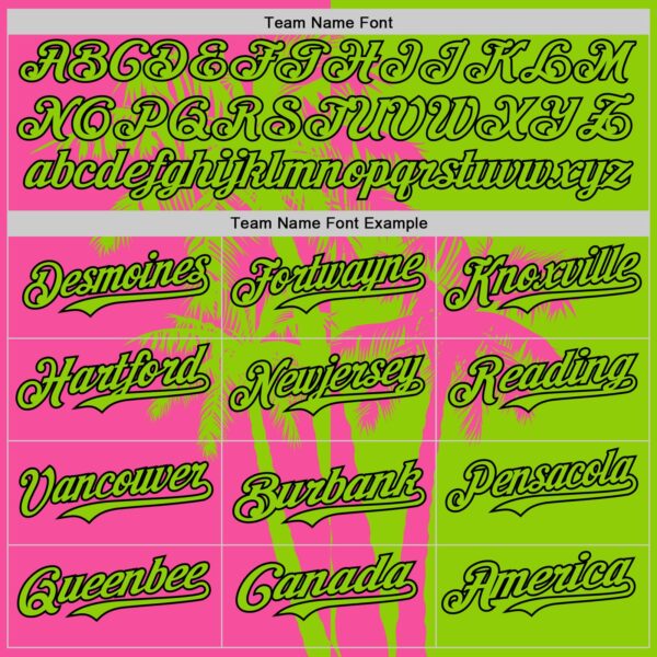 Custom Neon Green Pink-Black Hawaii Palm Trees Tropical Coconut Authentic Baseball Jersey