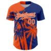 Custom Royal Orange-White Hawaii Palm Trees Tropical Coconut Authentic Baseball Jersey