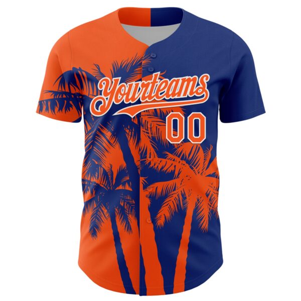 Custom Royal Orange-White Hawaii Palm Trees Tropical Coconut Authentic Baseball Jersey