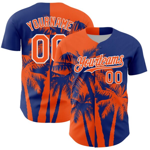 Custom Royal Orange-White Hawaii Palm Trees Tropical Coconut Authentic Baseball Jersey