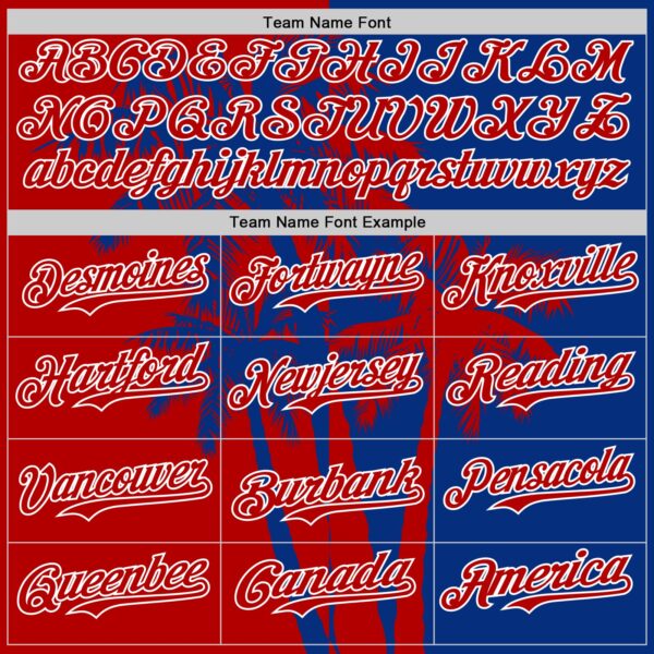 Custom Royal Red-White Hawaii Palm Trees Tropical Coconut Authentic Baseball Jersey