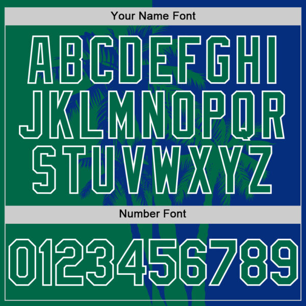 Custom Royal Kelly Green-White Hawaii Palm Trees Tropical Coconut Authentic Baseball Jersey