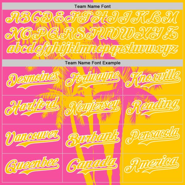 Custom Yellow Pink-White Hawaii Palm Trees Tropical Coconut Authentic Baseball Jersey