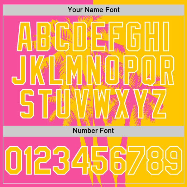 Custom Yellow Pink-White Hawaii Palm Trees Tropical Coconut Authentic Baseball Jersey