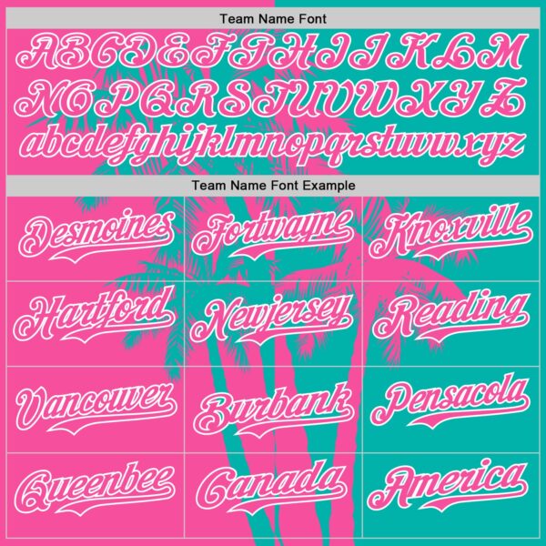 Custom Aqua Pink-White Hawaii Palm Trees Tropical Coconut Authentic Baseball Jersey