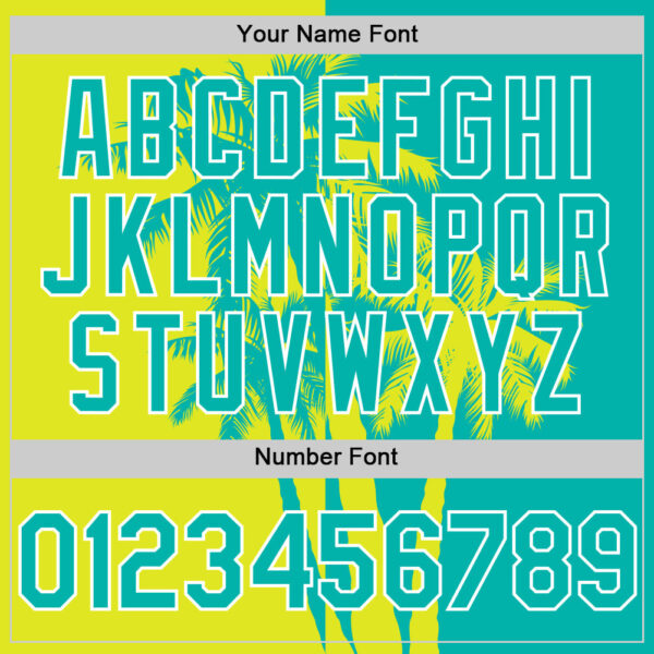 Custom Aqua Neon Yellow-White Hawaii Palm Trees Tropical Coconut Authentic Baseball Jersey