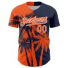 Custom Navy Orange-White Hawaii Palm Trees Tropical Coconut Authentic Baseball Jersey