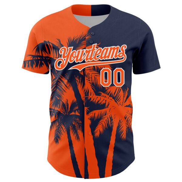 Custom Navy Orange-White Hawaii Palm Trees Tropical Coconut Authentic Baseball Jersey