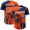 Custom Navy Orange-White Hawaii Palm Trees Tropical Coconut Authentic Baseball Jersey