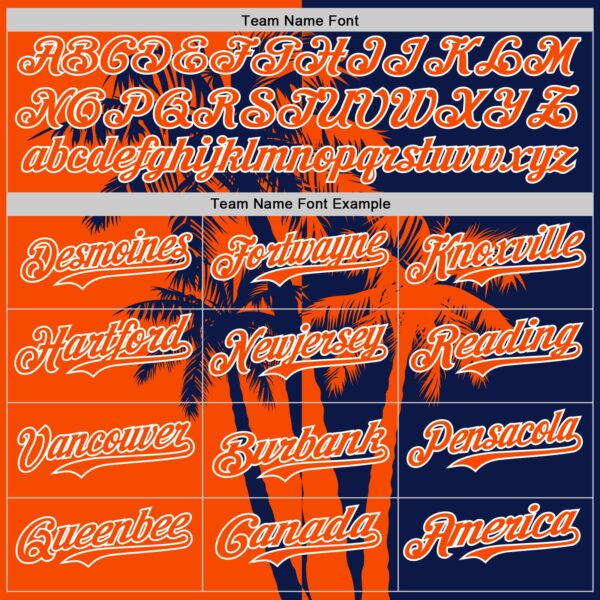 Custom Navy Orange-White Hawaii Palm Trees Tropical Coconut Authentic Baseball Jersey
