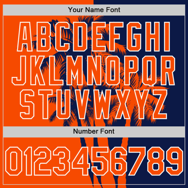 Custom Navy Orange-White Hawaii Palm Trees Tropical Coconut Authentic Baseball Jersey