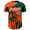 Custom Green Orange-White Hawaii Palm Trees Tropical Coconut Authentic Baseball Jersey