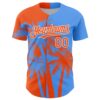 Custom Electric Blue Orange-White Hawaii Palm Trees Tropical Coconut Authentic Baseball Jersey