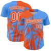 Custom Electric Blue Orange-White Hawaii Palm Trees Tropical Coconut Authentic Baseball Jersey