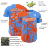 Custom Electric Blue Orange-White Hawaii Palm Trees Tropical Coconut Authentic Baseball Jersey