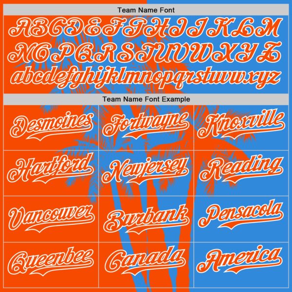 Custom Electric Blue Orange-White Hawaii Palm Trees Tropical Coconut Authentic Baseball Jersey