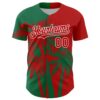 Custom Red Kelly Green-White Hawaii Palm Trees Tropical Coconut Authentic Baseball Jersey