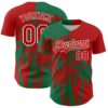 Custom Red Kelly Green-White Hawaii Palm Trees Tropical Coconut Authentic Baseball Jersey