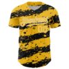 Custom Gold Black-White Paint Splash Stripe Authentic Baseball Jersey