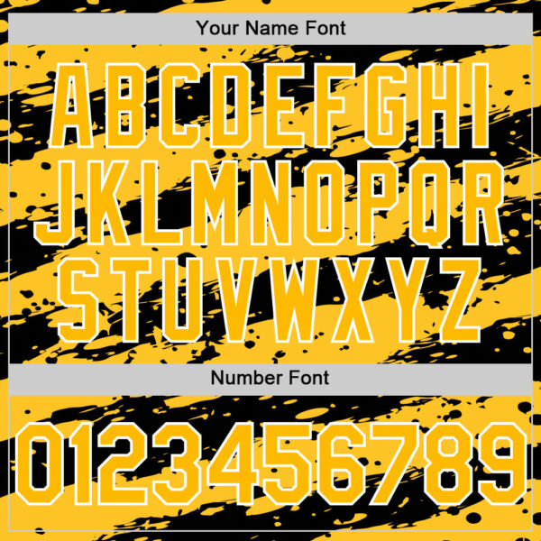 Custom Gold Black-White Paint Splash Stripe Authentic Baseball Jersey