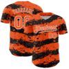 Custom Orange Black-White Paint Splash Stripe Authentic Baseball Jersey