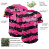 Custom Pink Black-White Paint Splash Stripe Authentic Baseball Jersey
