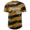 Custom Old Gold Black-White Paint Splash Stripe Authentic Baseball Jersey