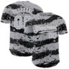 Custom Gray Black-White Paint Splash Stripe Authentic Baseball Jersey