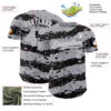 Custom Gray Black-White Paint Splash Stripe Authentic Baseball Jersey