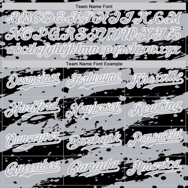 Custom Gray Black-White Paint Splash Stripe Authentic Baseball Jersey