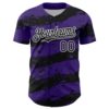 Custom Purple Black-White Paint Splash Stripe Authentic Baseball Jersey