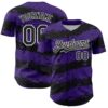 Custom Purple Black-White Paint Splash Stripe Authentic Baseball Jersey