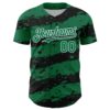 Custom Kelly Green Black-White Paint Splash Stripe Authentic Baseball Jersey