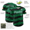 Custom Kelly Green Black-White Paint Splash Stripe Authentic Baseball Jersey